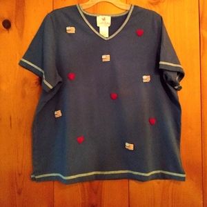 Quacker Factory Patriotic Knit Top w/Beadwork